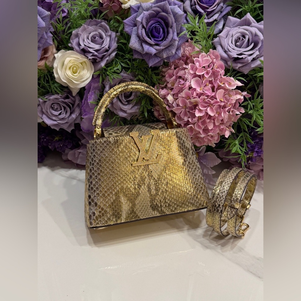 Louis Vuitton Capucines Mini Gold Python Handbag - Picture 8 of 9